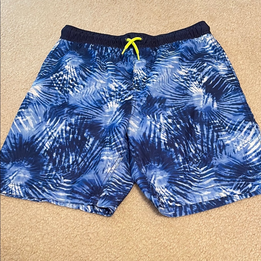 Boy’s Blue Patterned Swim Trunks